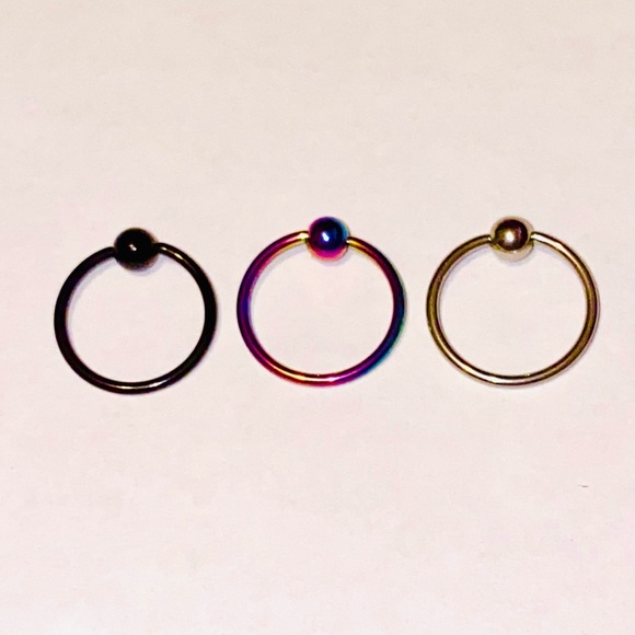 Captive Bead Ring Hoop 16g 13mm 1/2" Lip Ear Nose - Picture 3 of 6
